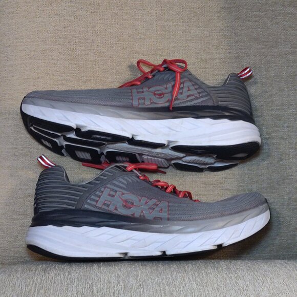 Hoka Men's Bondi 6 Running Shoe Red/Grey SIZE US 12.5 - Picture 4 of 9